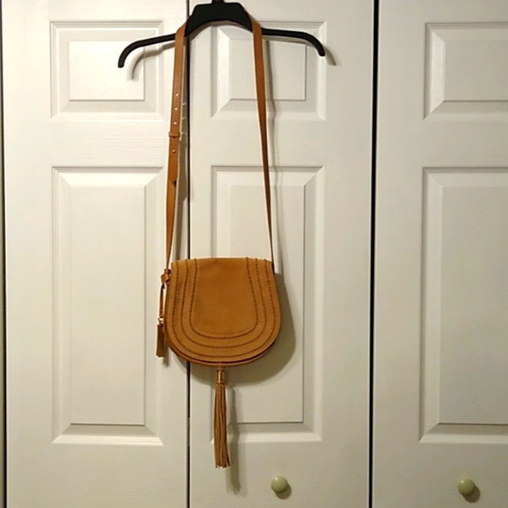 Vince Camuto Izzi Suede Flap Tassel Crossbody Bag